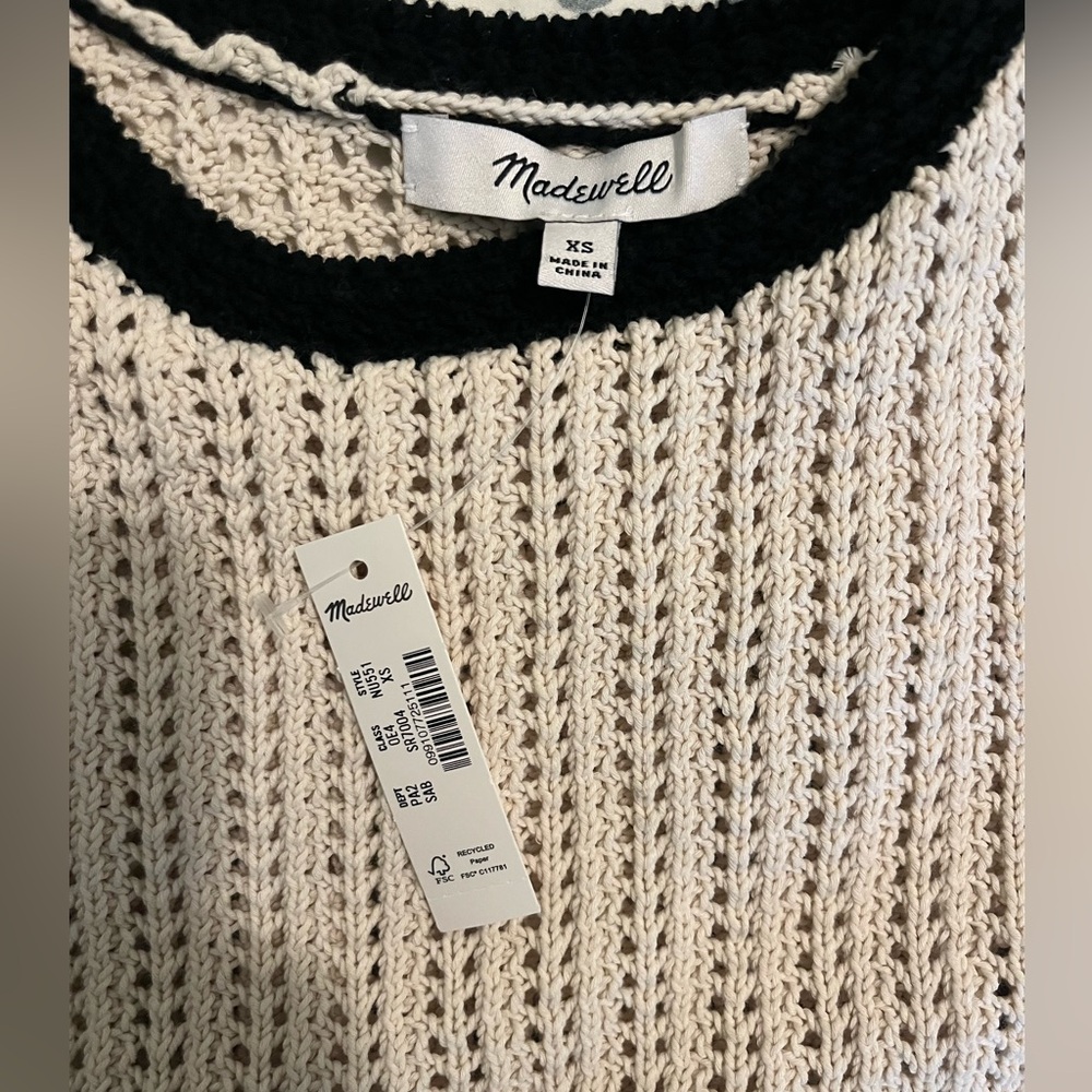 Madewell Black and Cream Knit Sweater Tank Size XS NWT - Picture 6 of 6